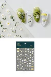 Detaillierte 3D-Prägung Gänseblümchen Nagelaufkleber TS-2189 mit floraler Textur und Design