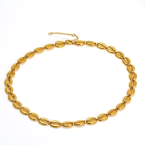 Elegant 18k gold plated stainless steel coffee bean link necklace for women with clasp