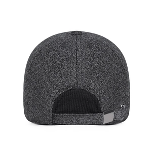 Winter men's warm baseball cap with ear protection and adjustable metal buckle