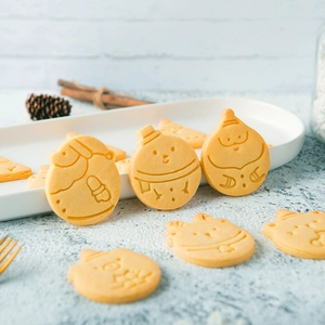Japanese style cute Christmas cookie cutters set with Santa and Snowman shapes for baking