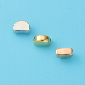 Rectangle stainless steel spacer beads in silver, gold, and rose gold with two holes
