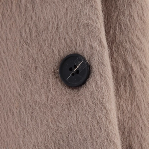 Chic long sleeve round neck coat in camel plush fabric with single-breasted black button