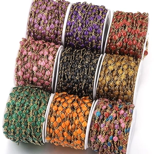 Colorful 18K gold plated stainless steel enamel chains in various colors for DIY jewelry