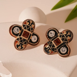 Vintage Emaille Kreuz Ohrstecker Mit 925 Sterling Silber Ohrstift Barock Geometrische Bernstein Edelstein Schmuck Für Damen