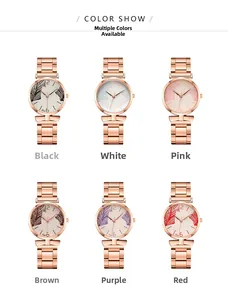 Collection of women's mesh strap watches featuring colorful palm leaf dial patterns