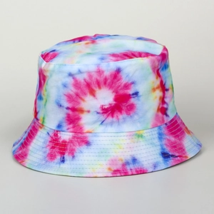 Tie-Dye Bucket Hat Colorful Cotton Canvas Sun Protection Outdoor Travel Graffiti Style For Men Women