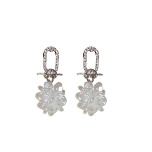 Elegante silberne Blumen-Ohrringe mit glitzernden Kristallen für einen edlen Stil