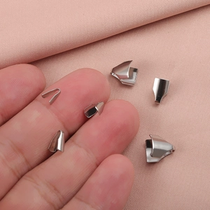 Polished silver stainless steel fold-over cord end caps for necklace and bracelet DIY making