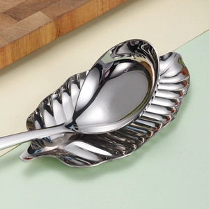 Golden stainless steel kitchen tray and ladle rest set for home or hotel service