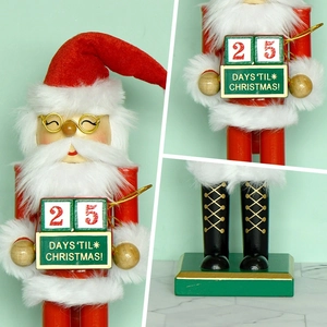 Wooden Nutcracker Santa Christmas advent calendar with 25-day countdown cubes