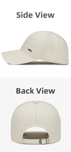 Detailed side and back view of breathable mesh sports cap with metal buckle