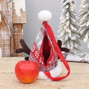 Sacchetto regalo di Natale a renna in maglia con cerniera e dettagli in morbido peluche