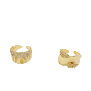 18K gold plated ear cuffs featuring multi-layer coil and wavy designs with sparkling zircons