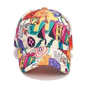Graffiti print baseball cap with street style colorful patterns for outdoor sun protection