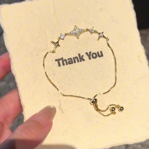 Starburst Charm Bracelet 18K Gold Plated Alloy With Clear Zircon Adjustable Sliding Clasp Elegant Jewelry For Women