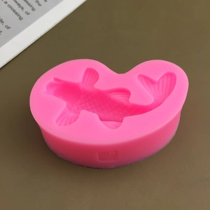 Pink 3D koi fish silicone mold for chocolate making and cake decoration