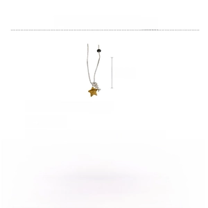 Detail of star shaped yellow natural stone pendant on stainless steel beaded necklace