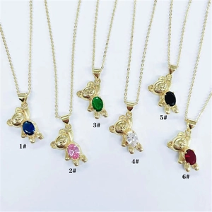 Pendentifs ours en zircon coloré en six couleurs de pierres précieuses avec placage d'or