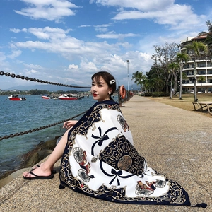 Women Scarf Shawl Cotton Twill Sun Protection Beach Holiday Ethnic Paisley Print Large Lightweight Accessory