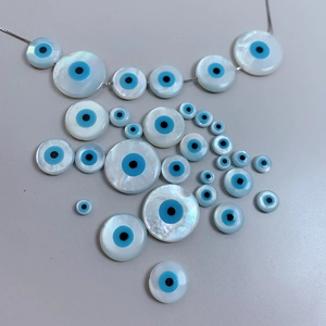 Künstliche Perle In Conchiglia Di Madreperla Naturale Evil Eye Tonde Piatte Stile Nazar DIY Creazione Di Gioielli Accessori Fatti A Mano