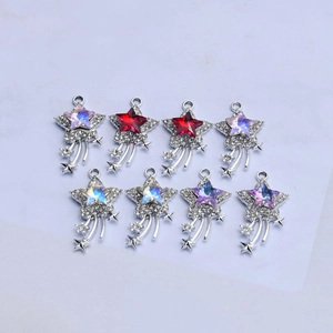 Glittering star-shaped crystal pendants for DIY jewelry making in multiple vibrant colors
