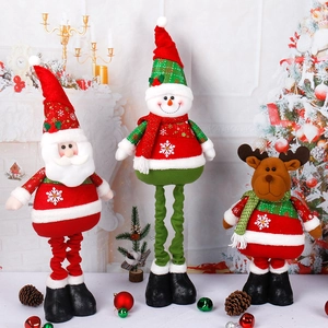 Telescopic Christmas Doll Plush Fabric Santa Claus Snowman Reindeer Figurine Festive Home Party Holiday Decoration