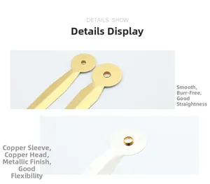 Detail view of golden metal clock hands featuring high-quality copper sleeve connectors