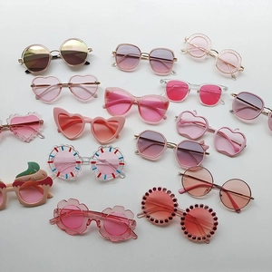 Kids Sunglasses UV400 Protection Fashion Heart Flower Apple Shape Pink Plastic Resin Frame Girls Toddler Trendy