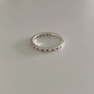925 Sterling Silver Ring Star Engraved Pattern Minimalist Vintage Style Geometric Band For Women Fashion Daily Accessories