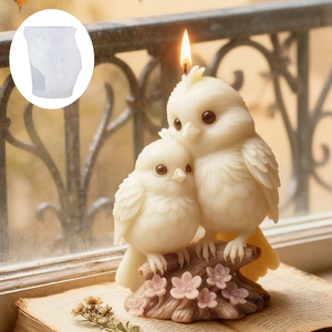 3D birds and cherry blossoms silicone mold for creating handcrafted scented candles