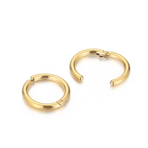 Boucles d'oreilles clips créoles minimalistes en acier inoxydable doré poli