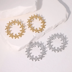 Starfish Hoop Earrings Stainless Steel Ocean Theme Summer Beach Jewelry Minimalist Fashion For Women Gold Plated