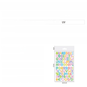 Detail of 0.5-inch vinyl alphabet stickers with UV coating and waterproof features