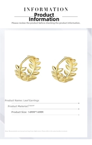 Macro shot of 14mm gold leaf-shaped hoop earrings with realistic copper vein detail