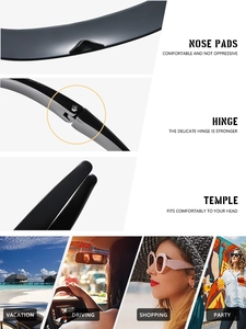 Detail view of ergonomic nose pads and metal hinges on punk style wrap sunglasses