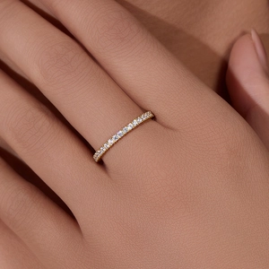 Elegant gold micro-pave zircon eternity ring for women in a minimalist stacked style