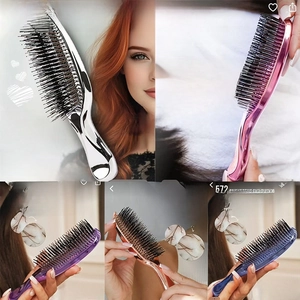 Detail of specialized scalp massage brush with 572 bristles for hair growth stimulation