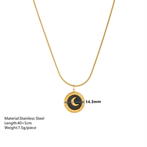 Gold stainless steel shell moon necklace with dimensions 14.3mm pendant and 40+5cm chain