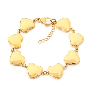 Bracelet élégant en acier inoxydable plaqué or 18 carats avec cœurs creux et fermoir