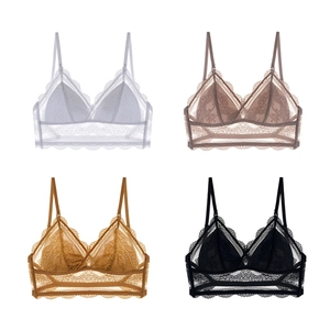 Soutiens-gorge en dentelle à bonnets triangle dos nu présentés en quatre couleurs élégantes