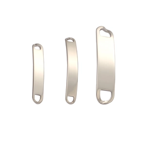 Polished stainless steel curved connector tags in three sizes for DIY bracelet making