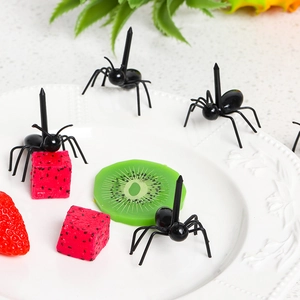 Set of 4 creative black ant shaped mini plastic fruit picks for kids bento accessories