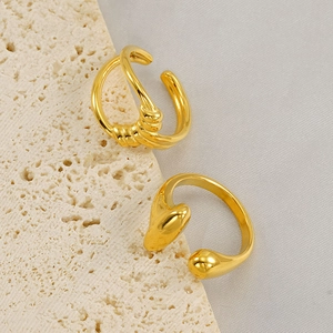 Übertriebener 18K vergoldeter Edelstahlring mit offenem Knoten und Kugel für Damen