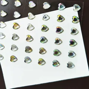 Sparkling iridescent heart-shaped acrylic rhinestones for DIY creative craft projects