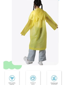Yellow translucent children's hooded raincoat made of thickened waterproof EVA material