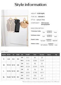 Tabella taglie per gilet in maglia senza maniche con scollo a V e dettagli tessuto