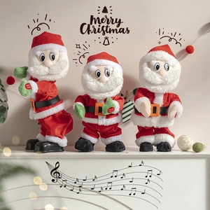 Animated Dancing Santa Claus Electric Plush Toy Singing Musical Christmas Decoration For Home Party Desktop Ornament