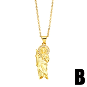 Religious St. Jude pendant necklace in 18K gold plated copper with sparkling cubic zirconia