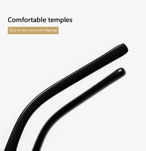 Detail of ergonomic black glasses temples designed for comfortable non-slip wear and stability