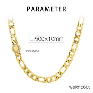 Makroaufnahme der 10mm Gold-NK-Halskette mit Strass-Einlage und Größenangaben
